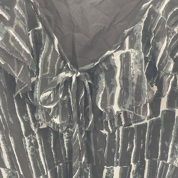 DKNY DKNYC A Line Dress Silk Printed Short Sleeve Key Hole Neck Black Small - Picture 9 of 15